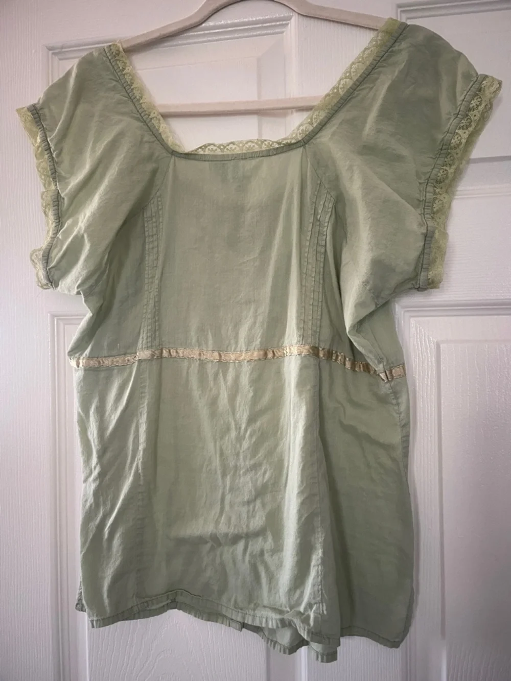 Free People Sage Green Button-Front Boho Blouse - Picture 4 of 4